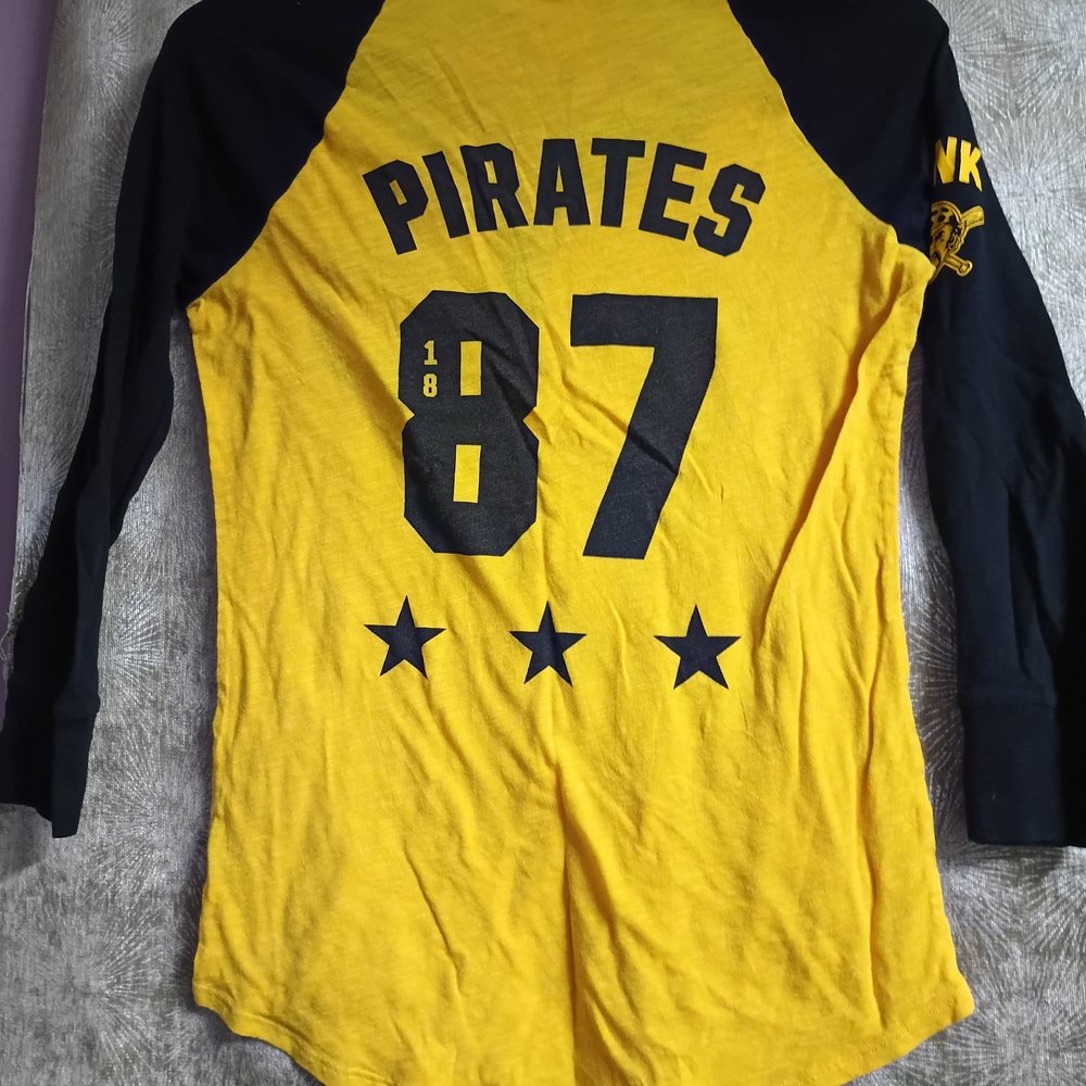 PINK Victoria's Secret Yellow and Black Long Sleeve Tee